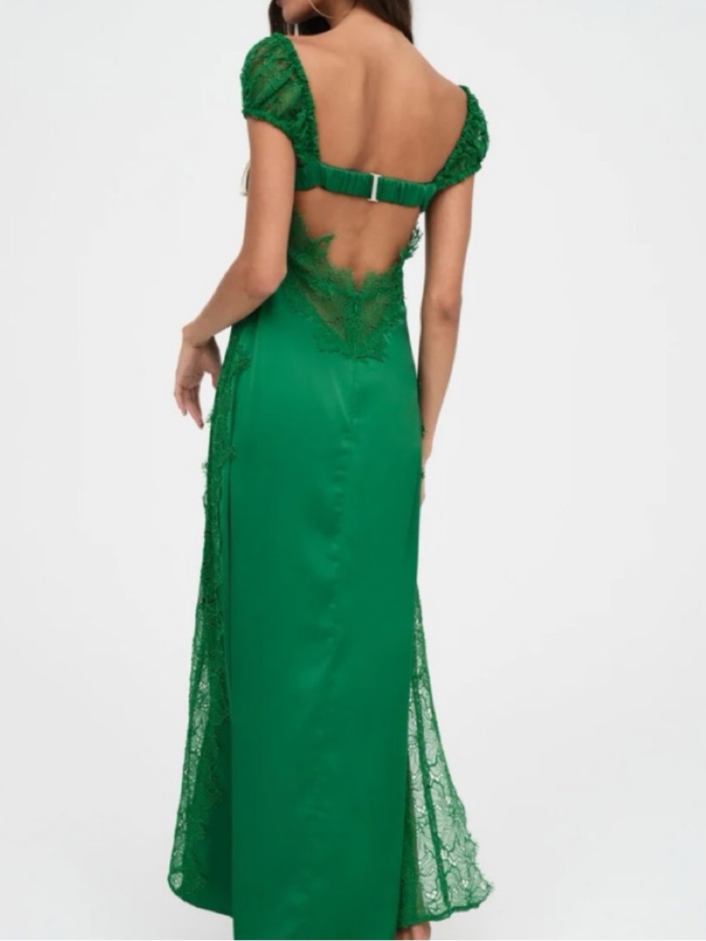 NWT For Love And Lemons Emerald Green Lace Maxi Dress - Picture 2 of 4